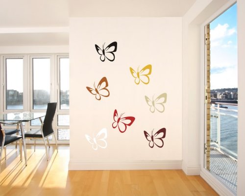 Wandtattoo 7x große bunte Schmetterlinge Wandgestaltung Nr. 175 (Größe 18 x 18cm)