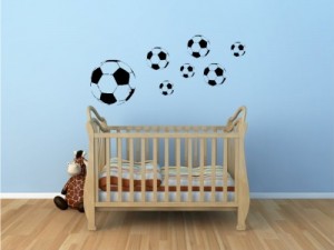 Wandtattoo Fussball Fußbälle 7er Set - Wandaufkleber Kinderzimmer - original Stickerkoenig-verschiedene Farben wählbar