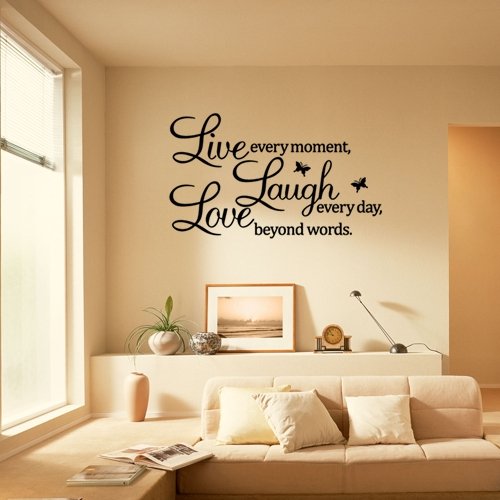 Ecloud Shop 3 pieces LIVE LAUGH LOVE Wandtattoo Wandaufkleber Wandsticker Wandbilder Deko. PVC