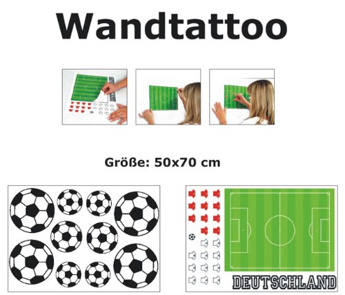 Wandtattoo Wandtattoos Wand Tattoo Tattoos Sticker Aufkleber Fußball Fußbälle Spielfeld Rasen WM