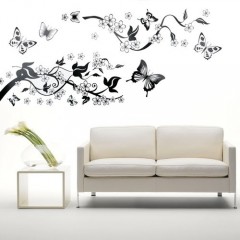 Wandtattoo Wandaufkleber Wandtatoo Wandsticker Schmetterling Baum Reben