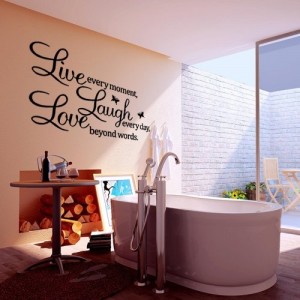 Wandtattoo Wandaufkleber Wandsticker LIVE LAUGH LOVE PVC Schwarz